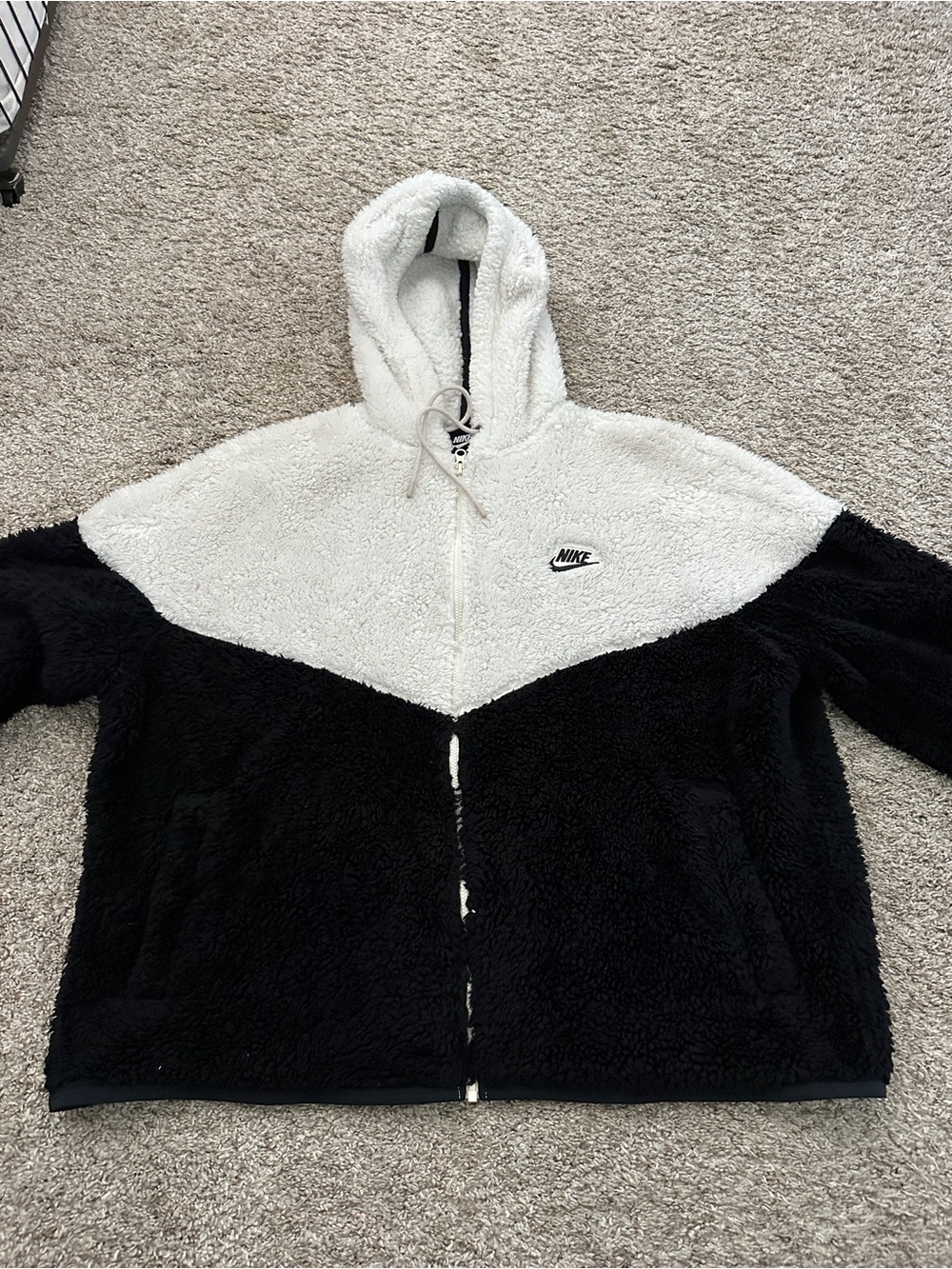 Nike White Sherpa Zip-Up Hoodie